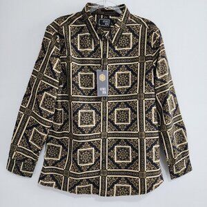 NWT Level Ten  Baroque Shirts Mens M Black Gold